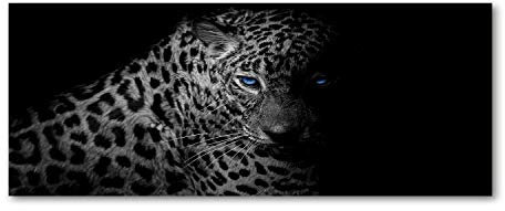 Tulup Impression sur Verre 125x50 cm Image Tableau Photo décorative panoramique pour la Cuisine et Le Salon - Animaux - Léopard - Noir et Blanc