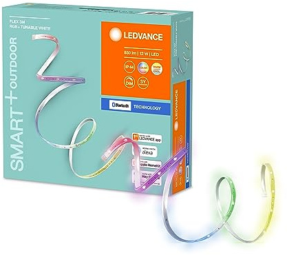 LEDVANCE LED Smartes LED Lichtband mit Bluetooth Technologie für Außen, 3 Meter Länge, Lichtfarbe änderbar(2000-6500K), RGB Farben änderbar, Steuerbar mit Google Home und Alexa, SMART+ BT FLEX OUTDOOR