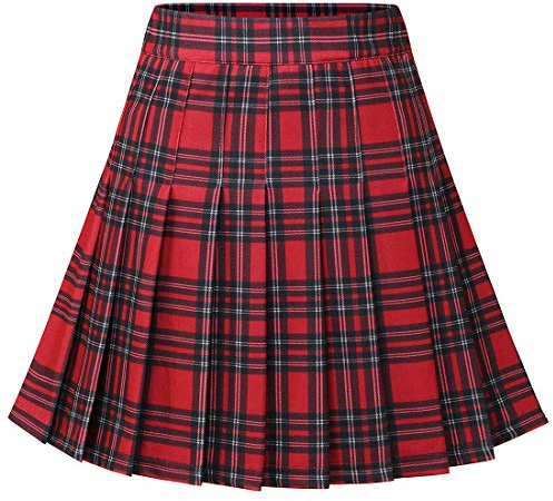 Dressystar Jupe Basique Femme Extensible Patineur Patineuse Pom-Pom Girl Mini Jupe Plissée