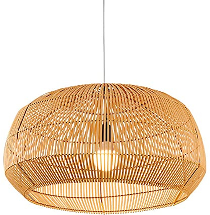 Fine Asianliving Lampada a Sospensione in Bambù Fatta a Mano - Ada D43xH25cm lampada a sospensione in bambù Paralume in Vimini Intrecciata Rattan Stile Lampadario E27 Lampada