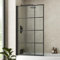 LUXURA® 1400 x 800mm Black Square Grid Over Bath Shower Screen Door 6mm Clear Toughened Safety Glass Panel 180° Pivot Bathroom Hinged Framed Bath Screens