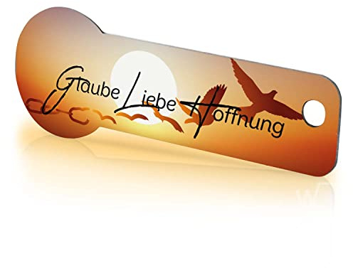 Einkaufswagenlöser Glaube, Liebe, Hoffnung/Schlüsselanhänger Einkaufschip mit Schlüsselfundservice/Abziehbarer Einkaufswagenchip Metall, Chip Einkaufswagen, Key Finder / 1 Stück