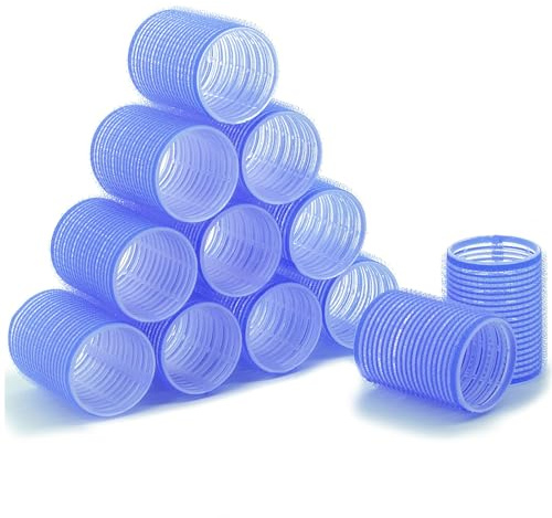 Hair Rollers, 12 Pack Self Grip Hair Curlers Rollers for Long Hair, DIY Curly Hairstyle, Colors May Vary, Large