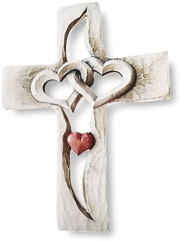 Uxsiya Wooden Cross,Hand Carved Wood Cross Fade Resistant Red Cross Wall Hanging Decoration for Living Room Bedroom Office