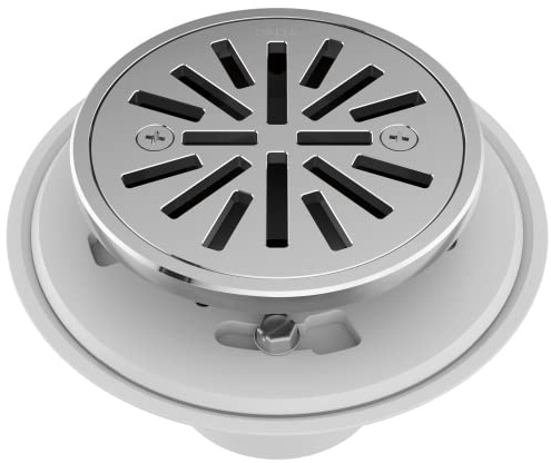 Delta 4 Inch Chrome Tile-In Round Shower Floor Drain with Gasket and Removable Drain Gate, Chrome DT061411