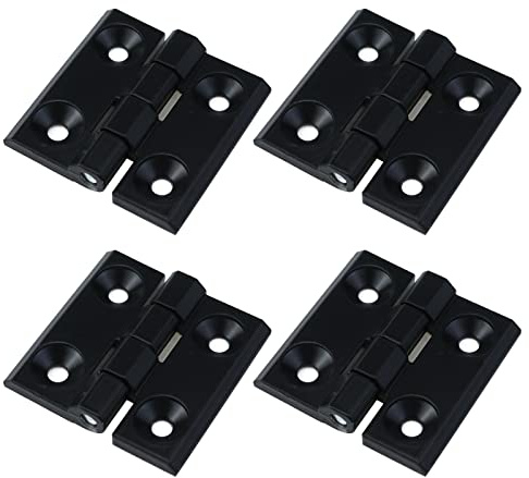 Woogim 4 bisagras negras resistentes para puerta de armario, 2.24 x 2.24 pulgadas, bisagras reforzadas de aleación de aluminio con rodamiento de bolas