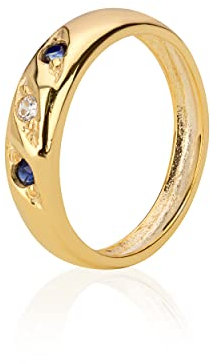 NKlaus Kettenanhänger kleiner Taufring mit echtem Saphir blau und Zirkonia weiß 333 Gelb Gold 8 Karat 11,5mm Glanz für Jungen 9490