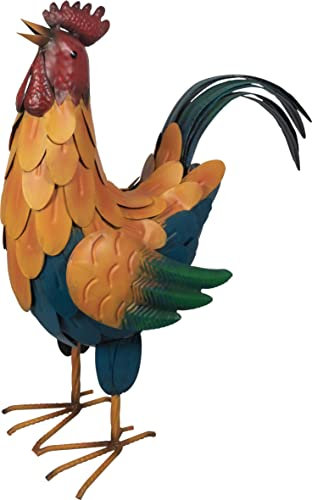 St Helens Home and Garden Metal Elegant Cockerel Garden Decorative Free Standing Ornament Sculpture 48cm Height For Gardens, Ponds, Paths