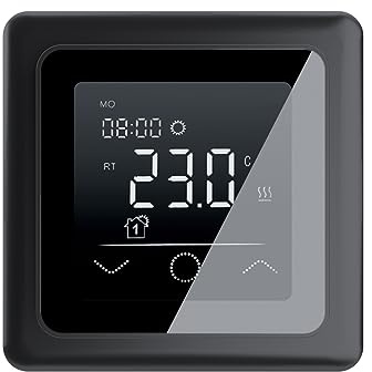 WARMON Design Touchscreen Temperaturregler, Thermostat TP 750 für elektronische Fußbodenheizung in Schwarz
