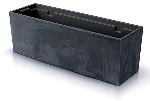 BirnePower Blumenkasten Blumentopf Balkonkasten Pflanzkasten Beton Optik Blumenkübel 77cm Urbi Beton Effect mit Pflanzeinsatz Höhe 24,5cm (Beton Anthrazit)