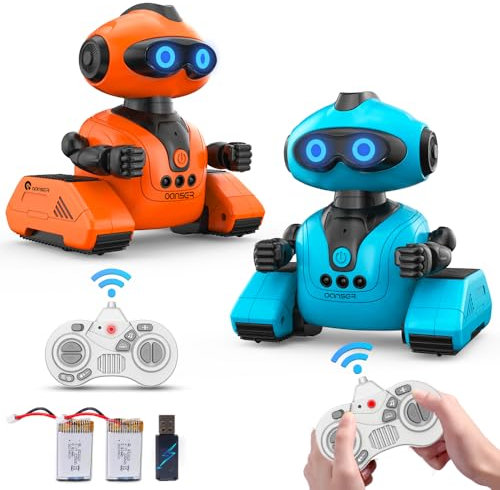VATOS Roboter Kinder Spielzeug, 2PCS Ferngesteuertes Roboter Spielzeug mit LED-Augen Musik Dance und Gestenerkennung Programmierbar für ab 5 6 7 8 Jahre Jungen und Mädchen Geschenk