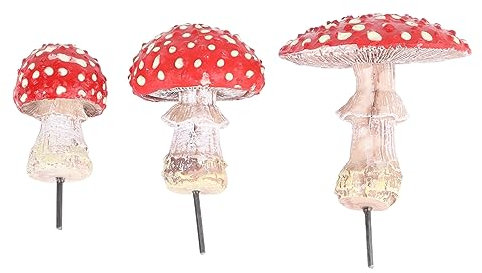 Pssopp 3 Stück Dekorative Gartenornamente, Pilzlichter für den Außenbereich, Gartenpilz für Gartendekoration, Leuchtet Im Dunkeln, Feengarten-Dekoration, Zubehör für den Feengarten Im