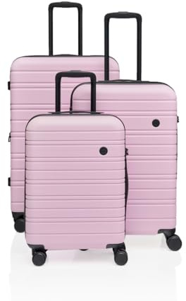Nere - Stori - ABS Hard-Shell Suitcase Collection - 8-Spinner Wheels - Self-Repairing Zip - Built-in TSA Combination Lock - Expanding Luggage (Orchid Pink, Set)