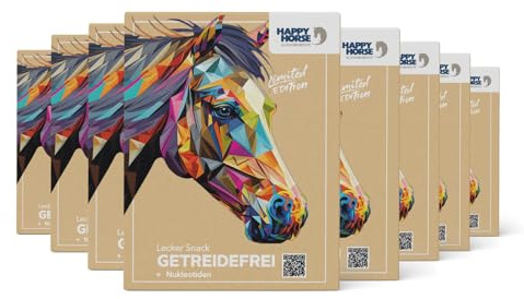 HAPPY HORSE Lecker Snack Getreidefrei | 8 x 800g Sparpaket | Pferdeleckerlis getreidefrei mit Nukleotiden & Vitaminen | Mit Rote Beete & Kurkuma | Gesunde Belohnung im Training