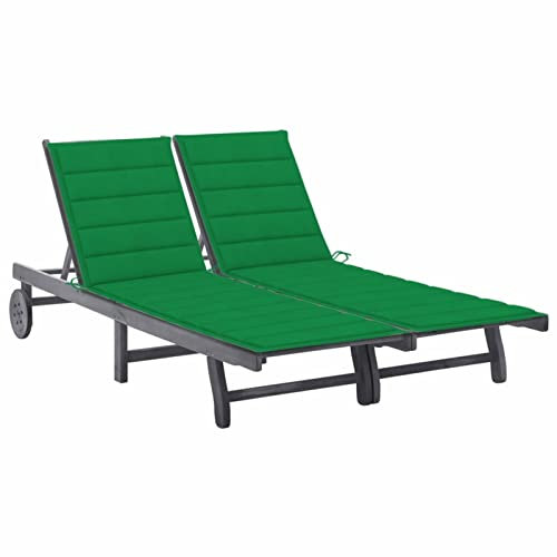 GuyAna 2-Personen-Sonnenliege mit Auflage Grau Akazie Massivholz Outdoor Sonneninsel mit Dach Gartenliege Liege Insel Gartenmöbel