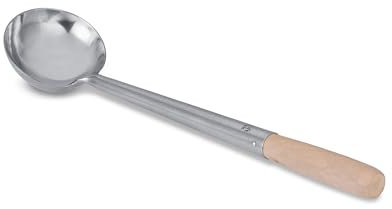 Craft Wok Piccolo mestolo wok tradizionale in acciaio inox con manico ergonomico in legno, utensile da cucina asiatico professionale per mescolare servire, 732W6-1