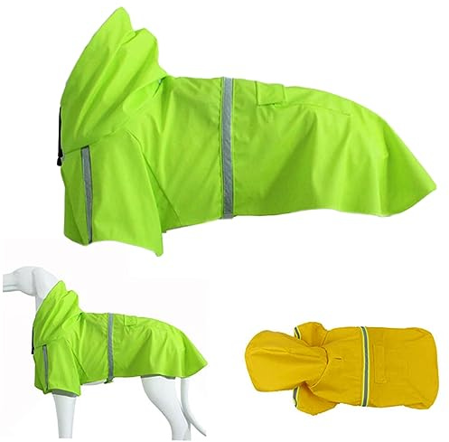Sosoport Hunderegenmantel Mit Reflektierendem Streifen wasserdichte Regenjacke Für Mittelgroße Und Große Hunde Leichte Einstellbare Passform Für Nasse Tage Neon Grün