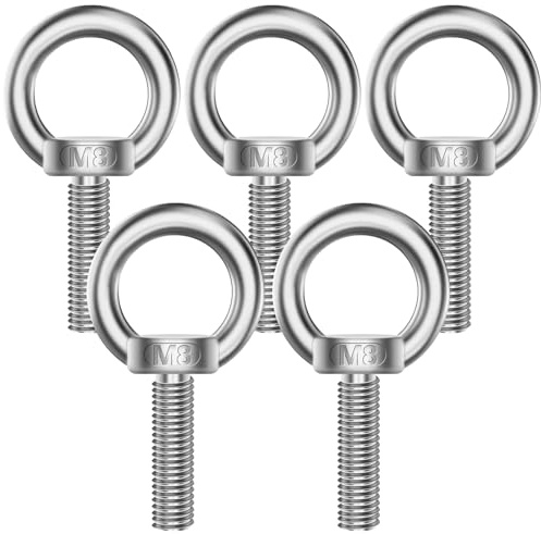 5 Stück M8 Ringschraube, 304 Edelstahl Augenschraube, Ring Augenbolzen, Runde Augenschraube,Ringmutter Edelstahl, Augenmuttern Hardware Ringschrauben, Für Rolle Des Befestigens und Hängens, 30mm Länge