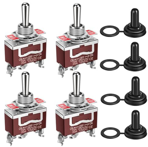 Gebildet 4st Vattentät Momentan Vippströmbrytare 20A-12VCC/10A -24VDC,20A-125VAC/10A -250VAC DPDT 3Pin ON/OFF/ON Vippvippströmbrytare+4st Cap