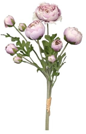 Künstliche Ranunkel, 9 Köpfe, Vintage-Seidenblumen, Butterblumen, lange Stiele, künstliche Blumensträuße, Arrangement, 2 Stück (Farbe: lila)