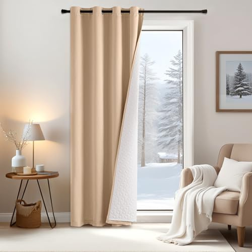 EMEMA Thermovorhang Doppellagige Verdunklung Beige 1P Türvorhang H260xB132