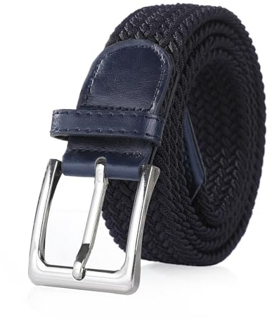 Bella Accessori Geflochtener elastischer Gürtel für Damen und Herren Stoffgürtel Elastisches geflochtenes Armband mit Schnalle aus Zinklegierung Causal Unisex