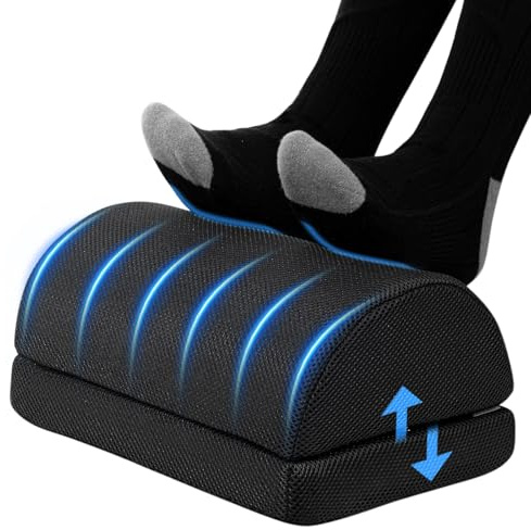 Todeco Repose-Pieds Bureau 2 Hauteurs Antidérapant, Housse Lavable, Noir