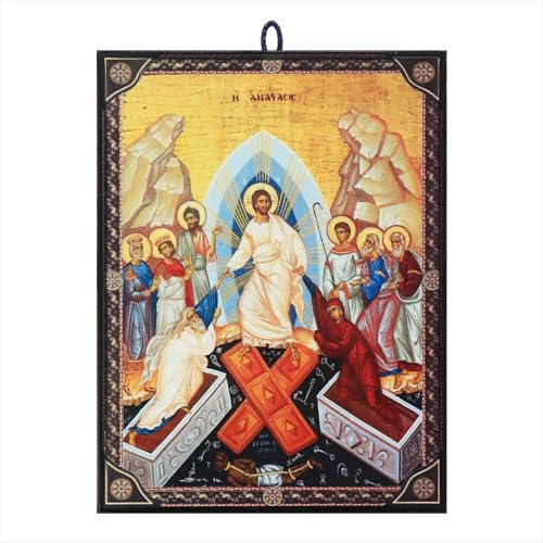 NKlaus Ikone byzantinische ikone auferstehung, orthodox, Holz, 1 Stück | Griechenland; Jesus; 9,7x13,5x1,2cm; 2cm