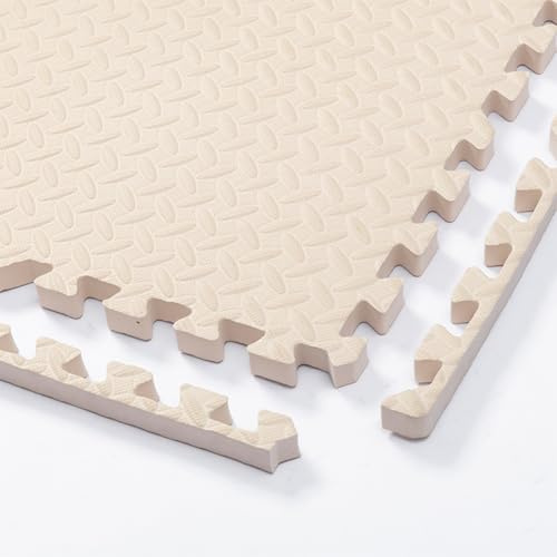 30x30cm Foam Puzzle Play Mat,10 Pack Interlocking Floor Tiles for Home Gym,Bedroom Crawling Mats Non-slip Interlocking Carpet Soft Area Rug (Beige,1.2cm Thick)