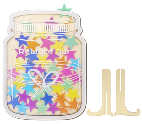 Hanqing Star Reward Jar, Colorful Reward Incentive Jar with Stars for Children's Behavior, Positive Behavior Incentive Jar for Toilet Potty Training (with 35 Stars)