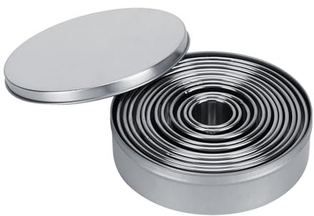 Pongnas Cortadores de Galletas, Cortador Circular, Cortador de Galletas Circular, 12 Piezas, Moldes Portátiles para Galletas de Corte Redondo con Pulido de Espejo para Hacer Pasteles,