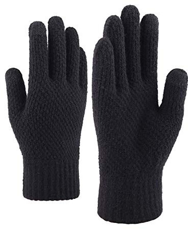 warm Wolle aus Strick- und Herrenhandschuhen Verdickte Winterhandschuhe Weiße Handschuhe Damen Mit Spitze (Black, One Size)