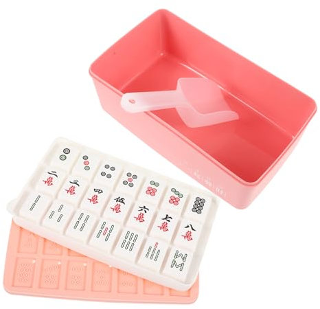 EXHUMKY 1set Cavità Per Ghiaccio Stile Mahjong Con Coperchio Stampo Per Cubetti Di Ghiaccio Riutilizzabile Per Frigorifero Per Feste e Rinfreschi Estivi