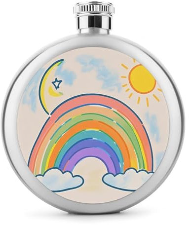 5 oz Whisky Flasche Sonne Mond Regenbogen Gedruckt Edelstahl Flasche Hüftkolben Auslaufsicher Getränk Kantine Getränk Flaschen für Reise Geschenke Hochzeit Bachelorette Party