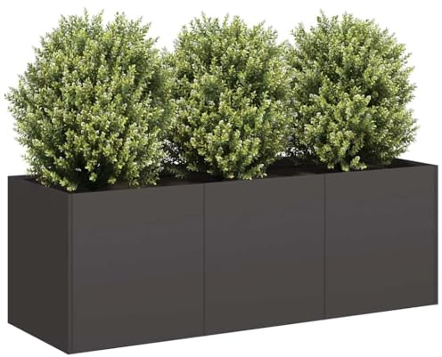 Fioriera Nera 120x40x40 cm in Acciaio Laminato a Freddo (8,5KG)