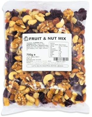 UNSALTED FRUIT & NUT MIX 700G – Gourmet Blend of Natural Dried Fruits and Mixed Nuts, Vegetarian Healthy Snack, Vitamin-Rich Energy & Fiber Boost, Perfect for Clean Eating & Gifting
