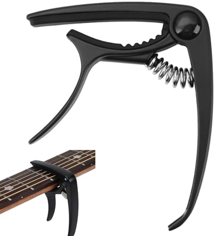 Guitar Capo for Acoustic Guitars Electric Guitars, Quick Change Capo Compatible with Classical Guitar Ukulele Easy to Use 2 In 1 Clamp for 6-String Instruments (Black)