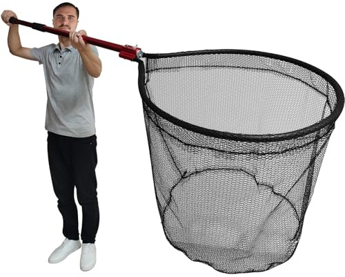 Smarkey Fish Landing Net with Extendable Aluminum Telescoping Handle, Large Fishing Net for Steelhead,Catfish, Bass, Salmon, Flyfish,Trout, Flagfish, Tuna Fishing net Extend to 82 Inches - HeavyDuty