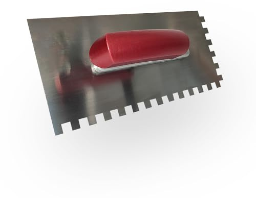 Karl Dahm Zahnglättekelle mit extra scharfer Zahnung 4–12 mm – Profi-Fliesenkelle mit stabilem Holzgriff für präzises Auftragen von Fliesenkleber – entwickelt von Fliesenlegern (10mm)