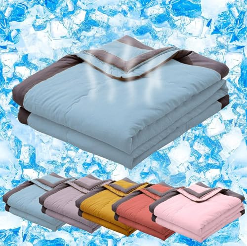 Generico Coperta rinfrescante, estiva per letto singolo, Coperta Rinfrescante Estiva Matrimoniale/Singolo, Piumone Una Piazza E Mezza, Coperta leggera 4 Stagioni per divano, letto (Blue, 140x200cm)