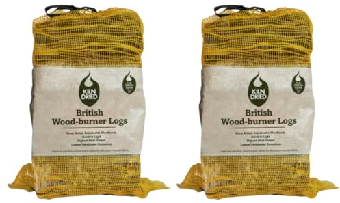 Kiln Dried Logs (12kg / 54Litre) for Wood Burners, Camping Fires, Fire Pits and Wood Stoves, Low Moisture, Long Lasting, High Heat, Sustainably Sourced UK Firewood For Fireplaces, Defra Approved