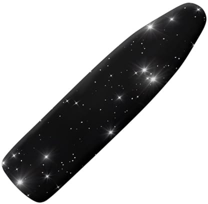 Ironing Board Covers 125 x 45 Elasticated Black Star with Padding, Easy Fit and Resists Scorching,Bungee Elasticated Ironing Board Covers Large, Easy Placement
