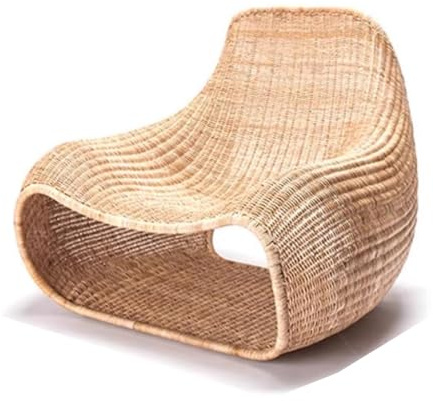 Apk i bc Atmungsaktiver, tragbarer und bequemer Balkon-Sessel aus Rattan für den Innenbereich, robust und langlebig, geeignet für den Außenbereich in Wohnzimmern.(Khaki,104 * 89 * 85CM)
