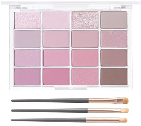 Rosa ögonskuggspalett, 16 färger persika ögonskugga palett matt & skimmer, bländable rosa smokey ögon makeup set, högpigmenterad ögonskuggspalett kvinnor, vattentät och långvarig formel