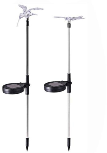 MAGICLULU Solar Dragonfly Hummingbird Stake Lights 2Pcs IP55 for Garden | ABS and Stainless Steel Build, 2V 50MA Panel 1.2V 600MA Battery, Charges in 8-10H, Waterproof Rating