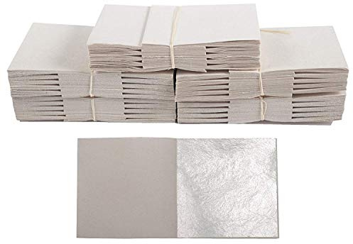 500 Blatt Echtes Blattsilber 6cm x 6cm Echt Silber 925 zum Versilbern Basteln Silberblatt Silberfolie Kunsthandwerk Dekoration Restaurierung Möbel