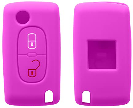 kwmobile Schlüsselhülle für Peugeot Citroen 2-Tasten Klapp Autoschlüssel Hülle - Autoschlüssel Schlüssel Hülle aus Silikon - Schlüsselschutz Gehäuse in Pink