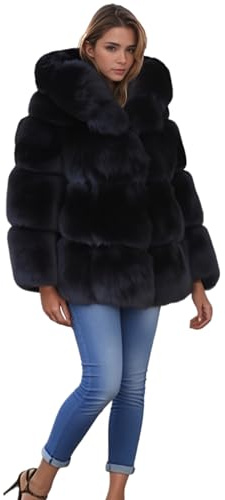 Lisa Colly Women's Winter Parka Coat Overcoat Long Sleeve Faux Fur Coat Jacket (3XL, Black 1)