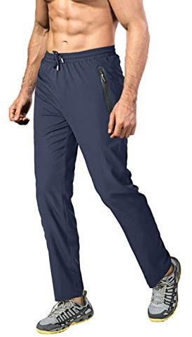 EKLENTSON Men's Trousers Lightweight Outdoor Hiking Walking Trousers Casual Quick Dry Stretch Jogger Running Training Pants Zip Pockets