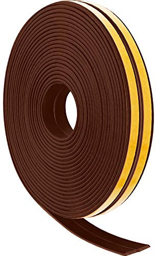 12 m Strisce di Schiuma Nastro Auto Adesivo per Porta Finestra Traino - Guarnizioni Sigillo EPDM per Prova di Rumore Vento Sonoro (Marrone)